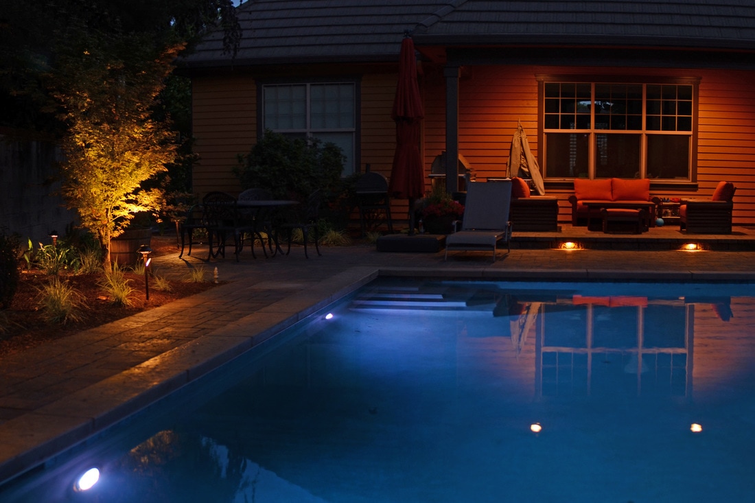 low voltage LED lighting, pool lighting, deck lighting, landscape lighting