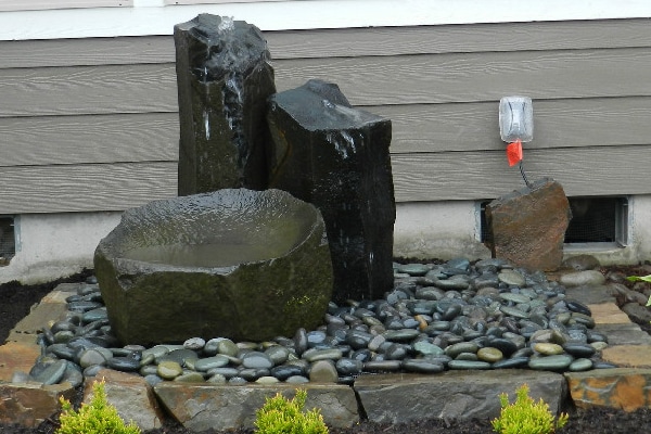 pondless bubbler, water feature, natural stone