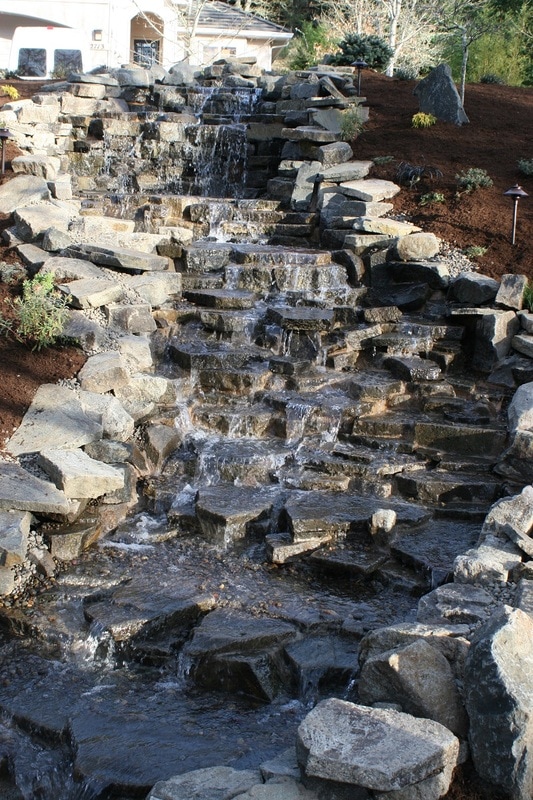 waterfall design, pond design, waterfall installation, pond installation, natural rock ponds