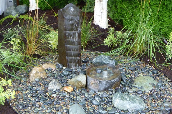 pondless bubbler, water feature, natural stone
