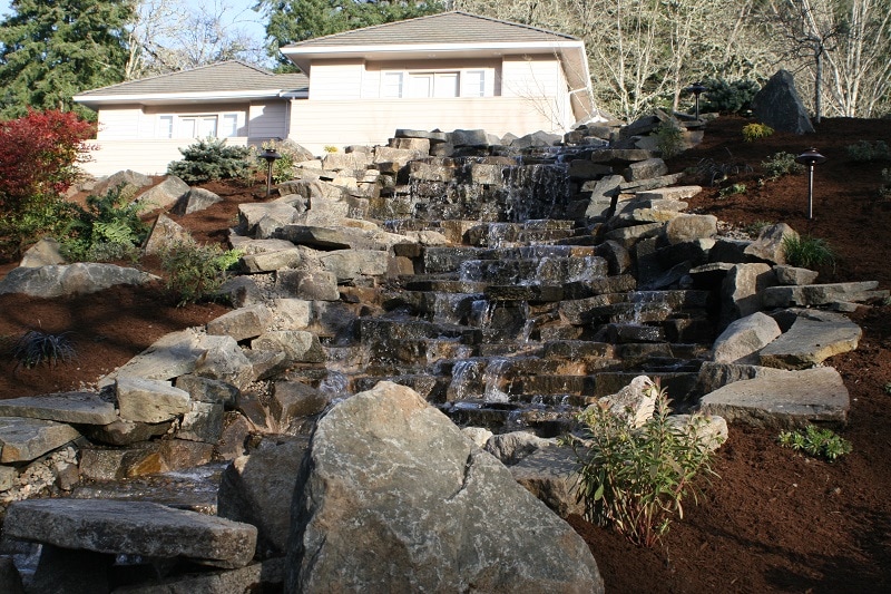 waterfall design, pond design, waterfall installation, pond installation, natural rock ponds