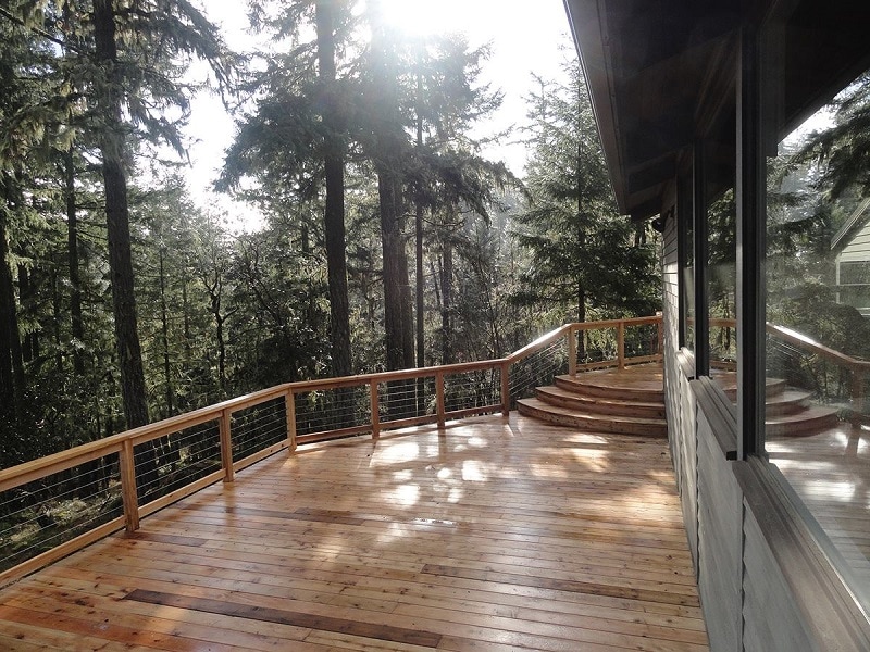Custom Wooden Deck and Wire Railing